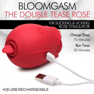 The Double Tease Rose 10X Sucking & Licking Silicone Stimulator