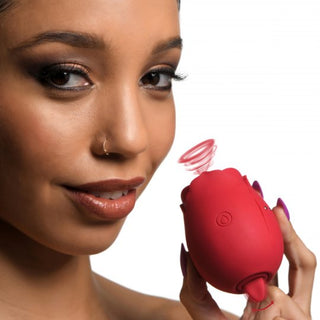 The Double Tease Rose 10X Sucking & Licking Silicone Stimulator