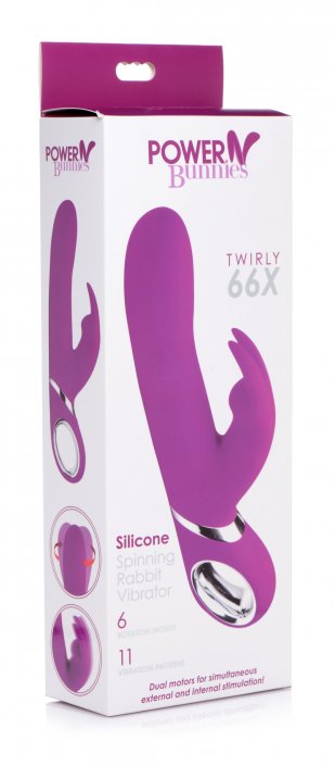Twirly 66X Spinning Silicone Rabbit Vibrator - Purple
