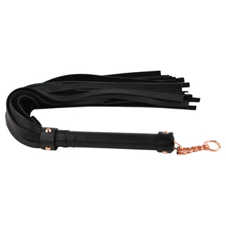 Premium Full Grain Nappa Leather Flogger - Black & Rose Gold