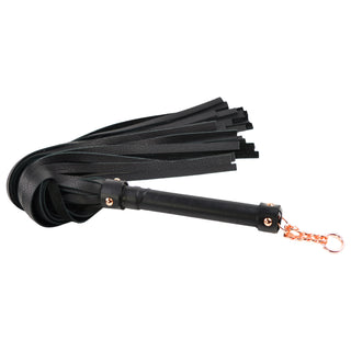 Premium Full Grain Nappa Leather Flogger - Black & Rose Gold