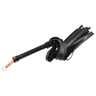 Premium Full Grain Nappa Leather Flogger - Black & Rose Gold