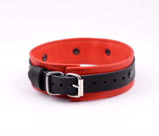 Red Deluxe Leather Bondage Collar