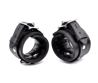 Premium Padded Wrist Cuffs - Black with Silver Hardware
