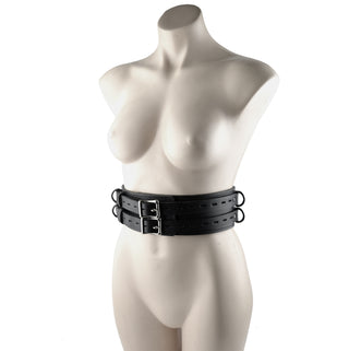 Heavy Duty Locking Leather Bondage Belt - Black