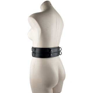 Heavy Duty Locking Leather Bondage Belt - Black