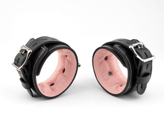 Premium Padded Ankle Cuffs - Black And Blush Pink