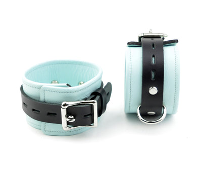 Premium Leather Ankle Cuffs - Aqua Adore Blue | Mercy Industries