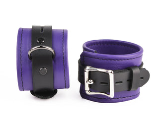 Premium Leather Wrist Cuffs - Purple