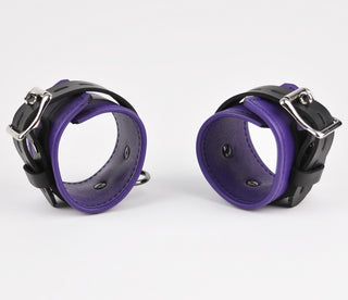 Premium Leather Wrist Cuffs - Purple
