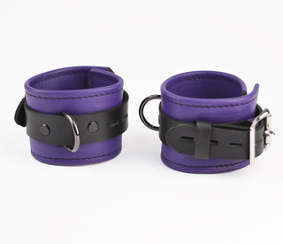 Premium Leather Wrist Cuffs - Purple