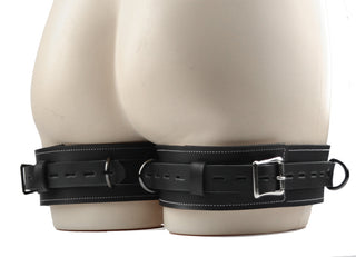 Premium Heavy Duty Lockable Thigh Cuffs - Black & Blush Pink