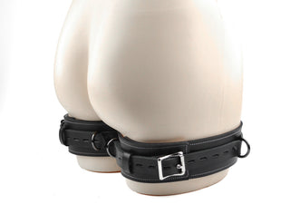Premium Heavy Duty Lockable Thigh Cuffs - Black & Blush Pink