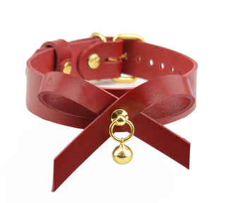 Americana Red & Gold Collar With Bow & Bell | BDSM Collars