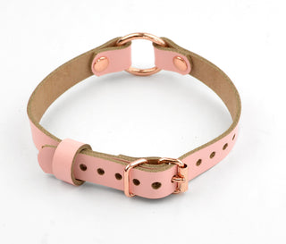 Blush Pink Leather & Rose Gold O-Ring Choker