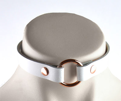 Mercy Industries | White Leather Aurum O-Ring Choker