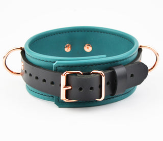 Premium Emerald Green & Rose Gold BDSM Leather Restraint Set - Wrist & Ankle Cuffs and Collar