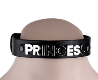 Custom Small Lettering Black Leather Collar – 'Princess'