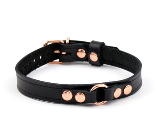 BDSM Collar Leather | Black Leather Aurum Collar with Small Ring Detail