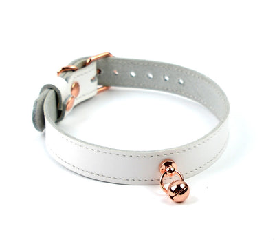 Mercy Industries | White Leather Aurum Collar with Kitten Bell