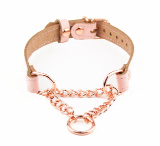 Blush Pink Leather & Rose Gold Martingale Day Collar
