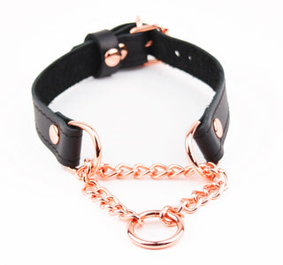 Black Leather & Rose Gold Martingale Amare Day Collar