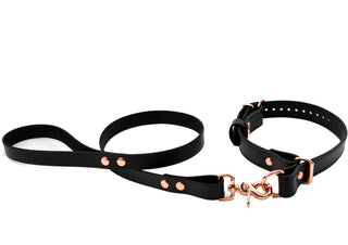 Black Premium Leather Aurum Choke Collar & Leash