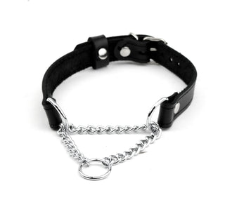 Black Leather & Steel Martingale Amare Day Collar
