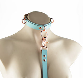 Aqua Adore Blue and Rose Gold Collar & Leash Aphrodite Series