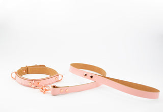 Blush Pink Leather Collar & Leash with Rose Gold Hardware - Aphrodite Series