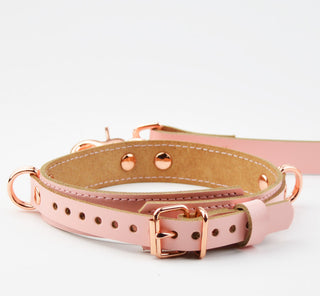 Blush Pink Leather Collar & Leash with Rose Gold Hardware - Aphrodite Series