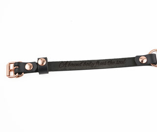 Secret Message Custom Engraved Leather Collar with Rose Gold Love Heart Pendant
