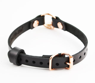 Secret Message Custom Engraved Leather Collar with Rose Gold Love Heart Pendant