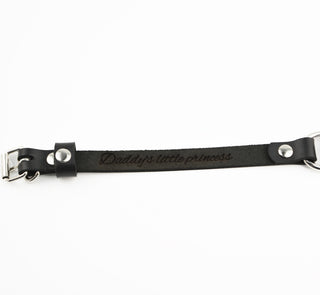 Secret Message Custom Engraved Leather Collar with Silver Love Heart Pendant