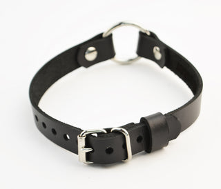 Secret Message Custom Engraved Leather Collar with Steel O-Ring