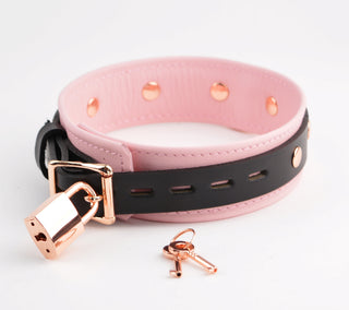 Deluxe Blush Pink Leather & Rose Gold BDSM Collar