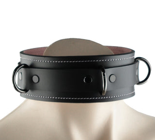 Black & Blush Pink Premium Padded Leather Bondage Collar