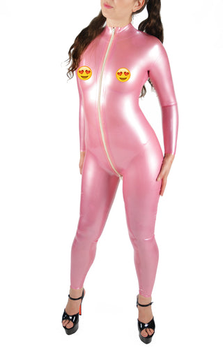 Classic Latex Catsuit - Metallic Light Pink