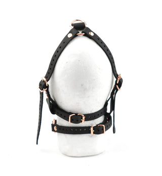 Strict Panel Trainer Cross Straps Gag - Black & Rose Gold