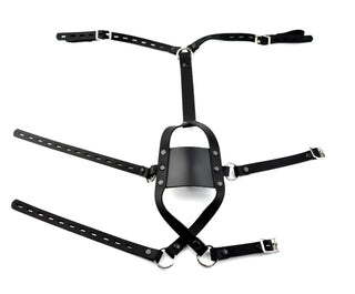 Mercy Industries | Strict Panel Trainer Cross Straps Gag - Black