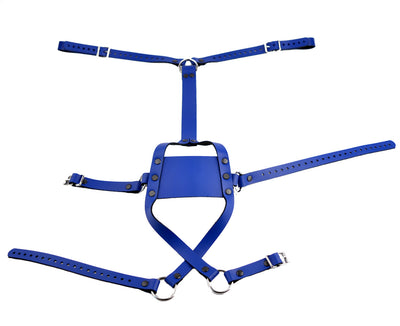 Strict Panel Trainer Cross Straps Gag - Blue | Mercy Industries
