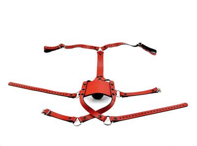 BDSM Gag | Strict Panel Trainer Cross Straps Gag - Red