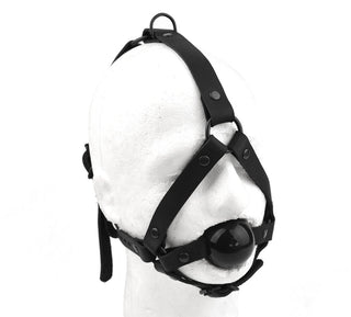 BDSM Ball Gags | Black Head Harness Ball Gag - Black Ball Midnight Edt (ALL Black)