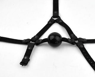 Black Head Harness Ball Gag - Black Ball Midnight Edt (ALL Black)