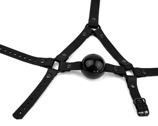 Black Head Harness Ball Gag - Black Ball Midnight Edt (ALL Black)