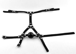 Black Head Harness Ball Gag - Black Ball