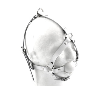 White Head Harness Ball Gag - White ball | Mercy Industries