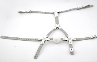 White Head Harness Ball Gag - White ball