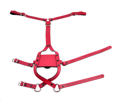 Mercy Industries | Strict Panel Trainer Cross Straps Gag - Deep Pink