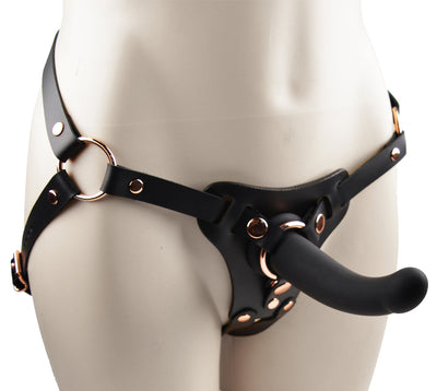 Black And Rose Gold Premium Strapon Harness